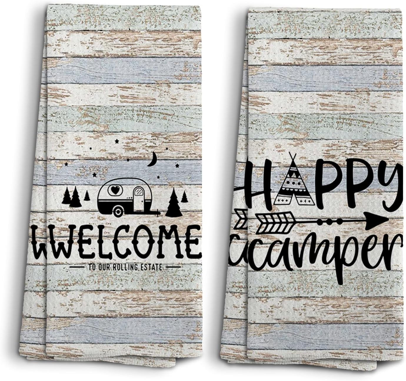 NOQL Happy Camper Hand Towels Set of 2 16x24