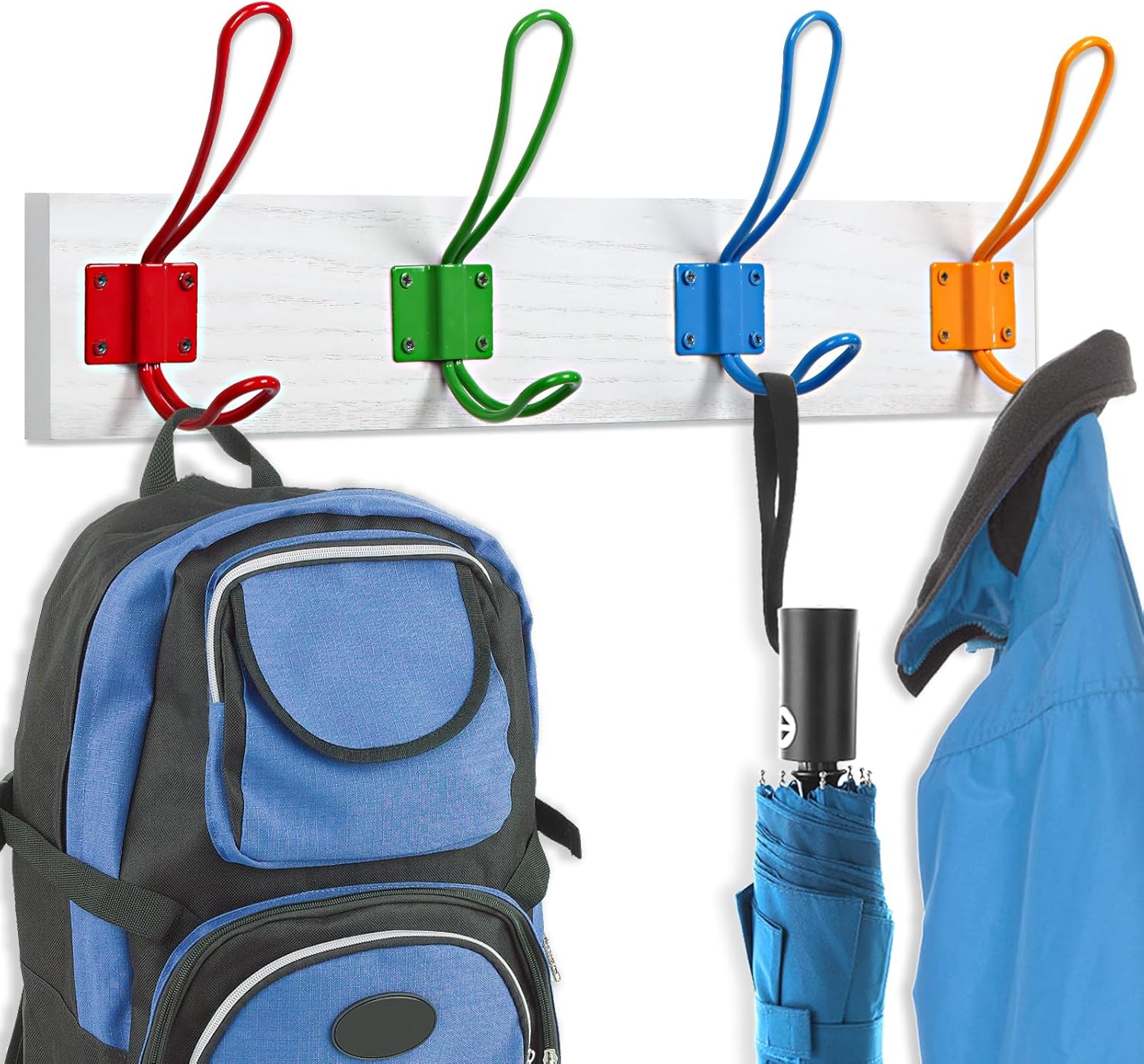 KYSMOTIC Kids Multicolored Coat Hook Rack Wall Mount