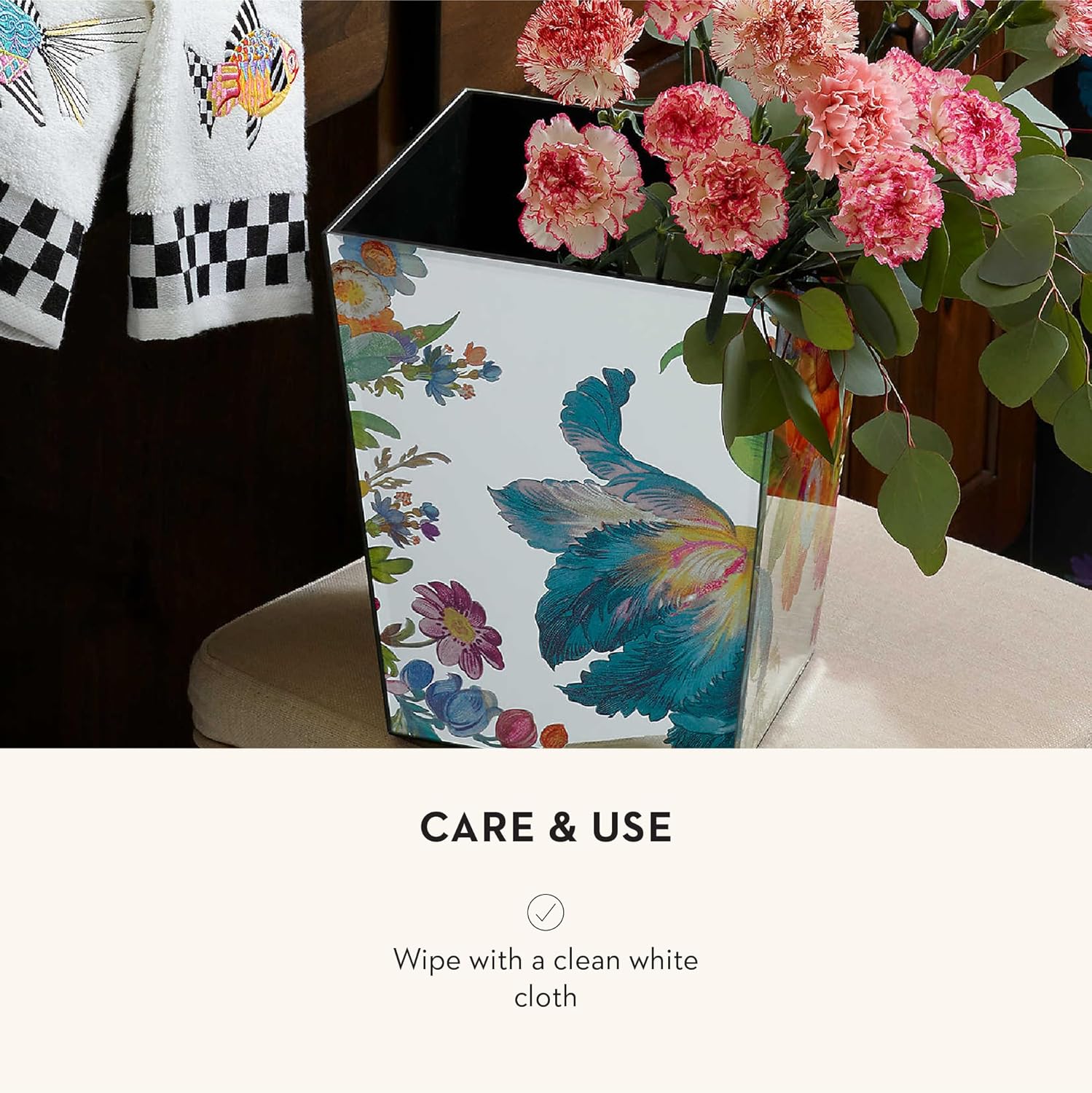 MACKENZIE-CHILDS Flower Market Waste Bin Decorative
