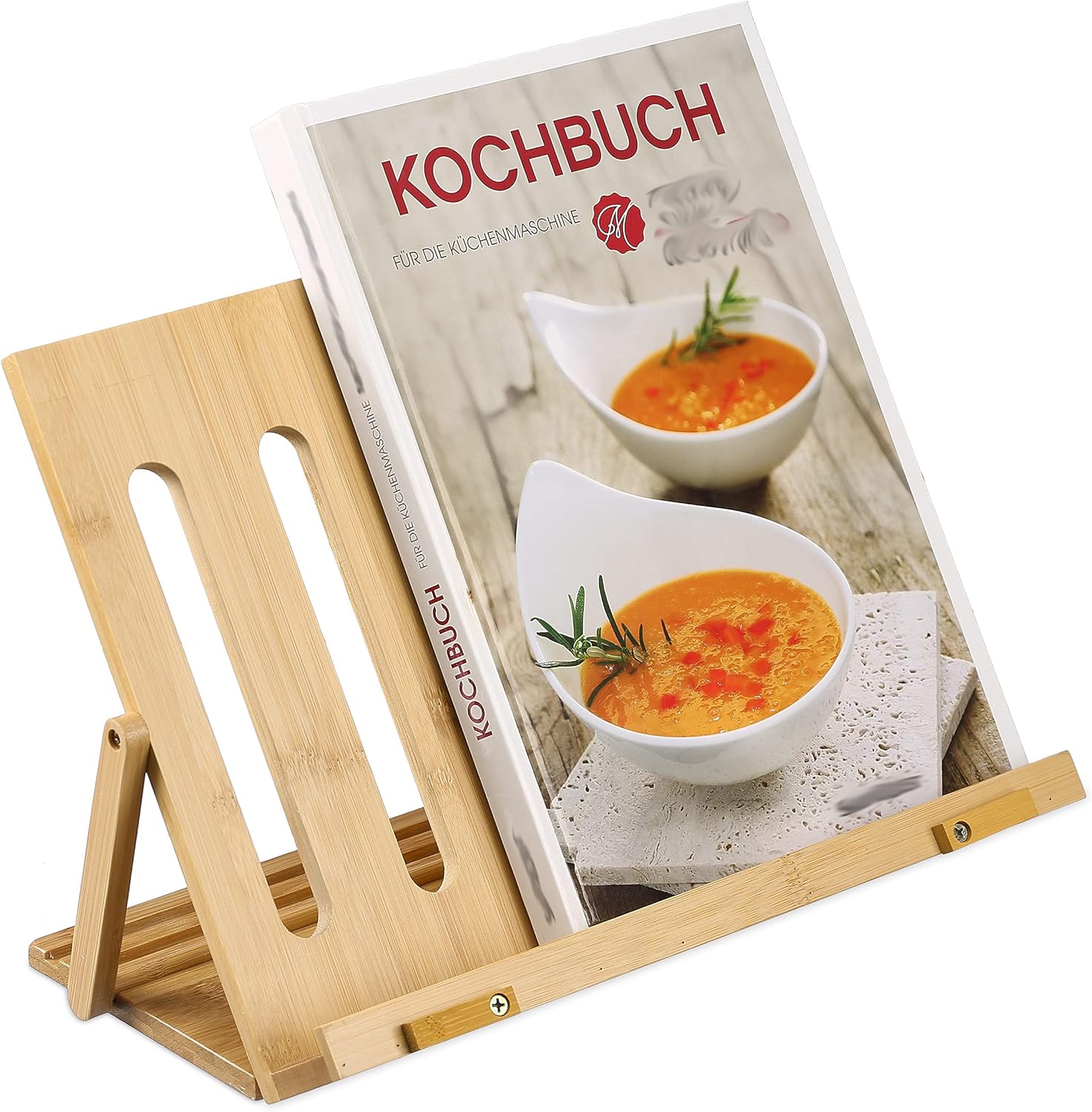 Relaxdays Bamboo Book Stand - 3 Angle Levels Foldable