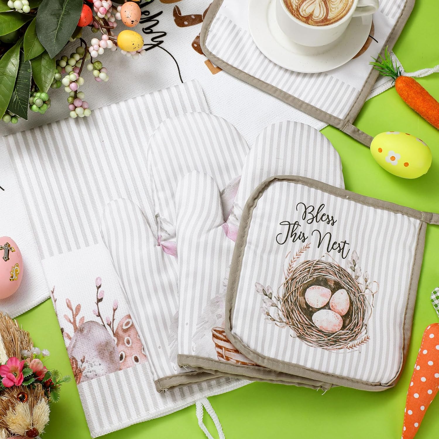 Bencailor 6 Pcs Easter Kitchen Towel Set