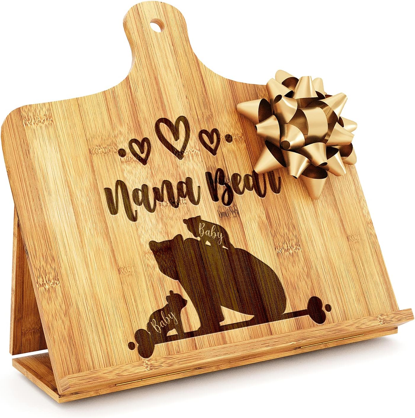 LUXTOMI Engraved Nana Bear Cookbook Stand