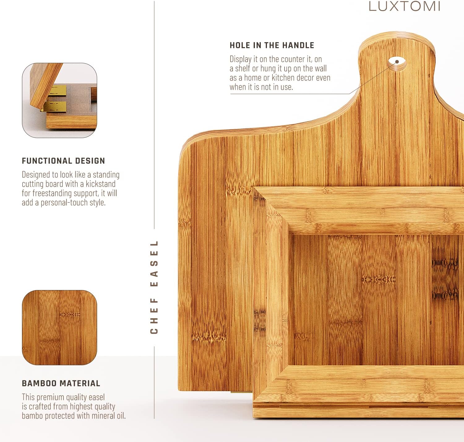LUXTOMI Engraved Nana Bear Cookbook Stand