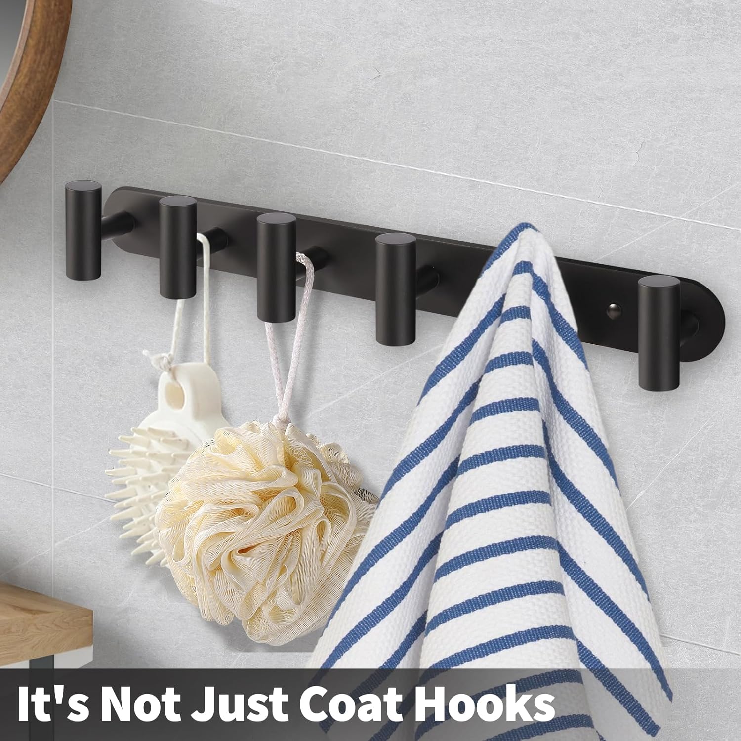 Topspeeder 2 Pcs Wall Mount Coat Rack with 6 Hooks