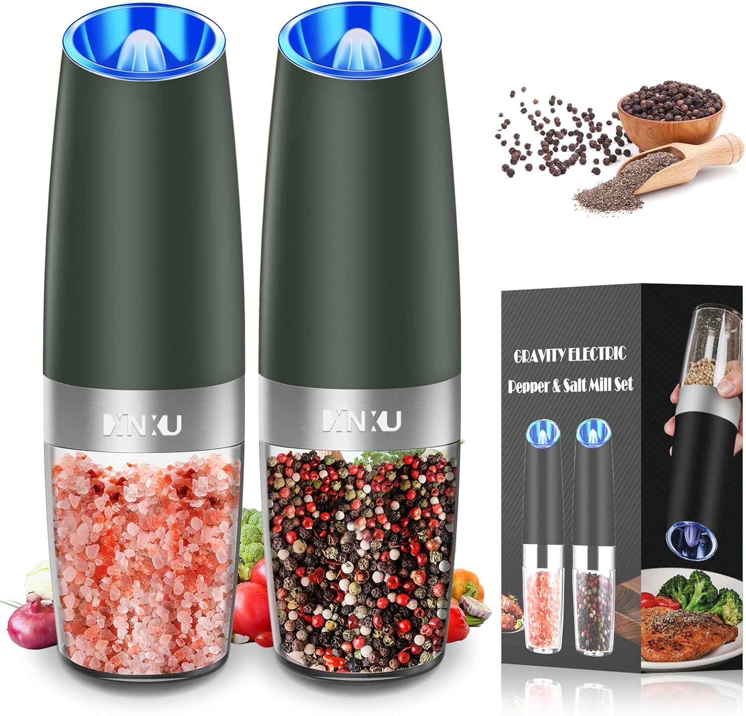 XinXu Gravity Electric Salt Pepper Grinder Set