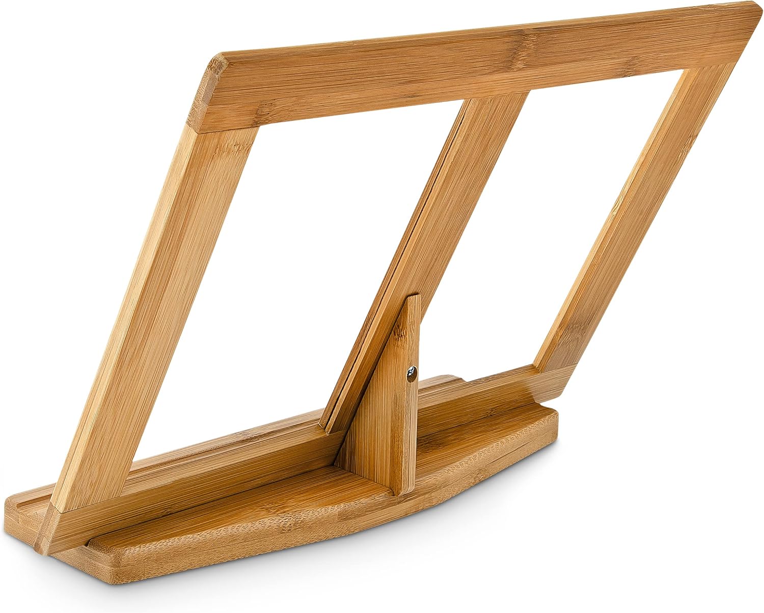 Relaxdays Bamboo Cookbook Stand Natural Brown