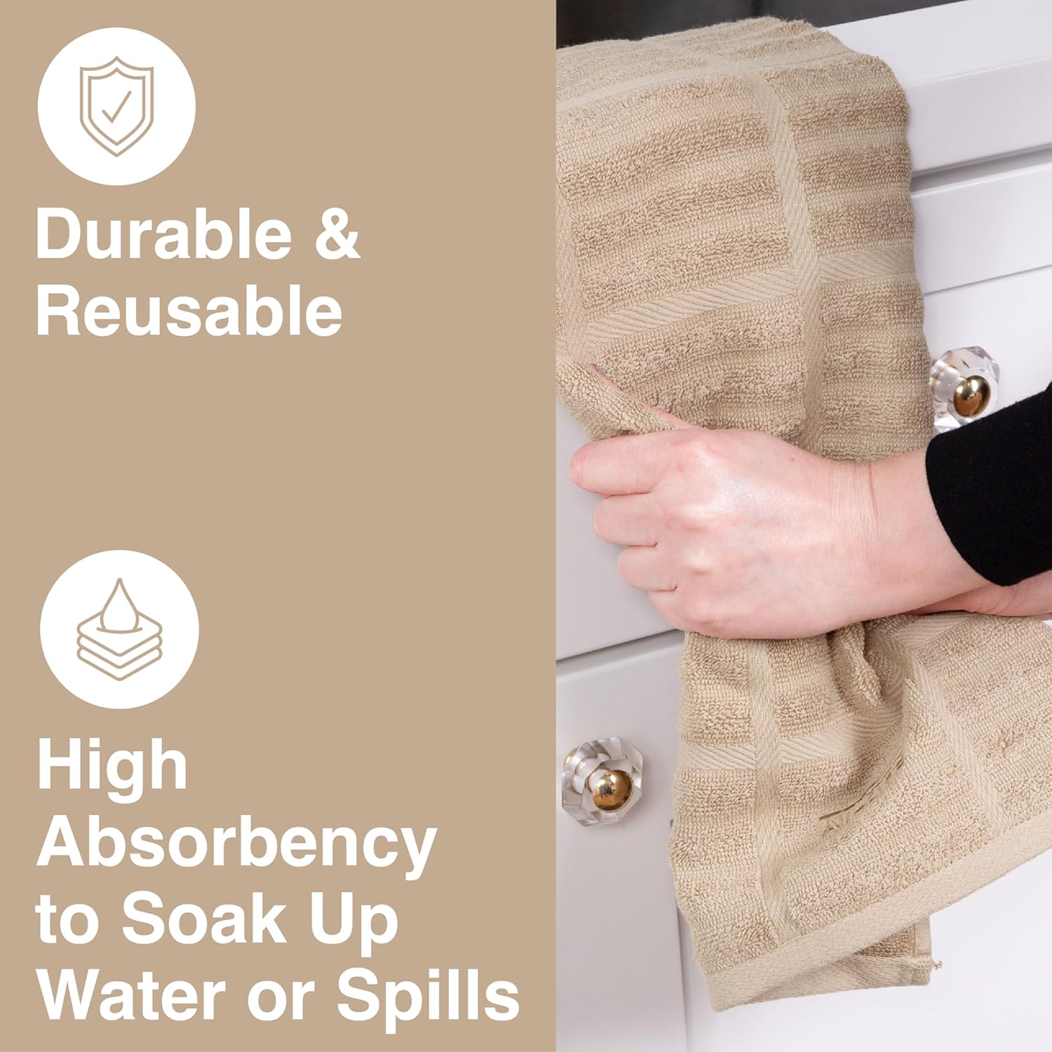 All-Clad Solid Kitchen Towel - 17x30 Inches 100 Cotton 1-Pack Cappuccino