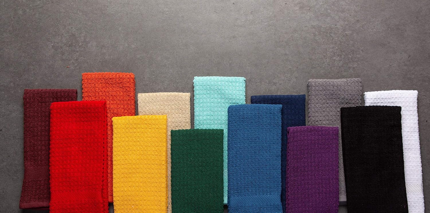 DII Basic Terry Waffle Dish Towel Set 4 Piece Mustard