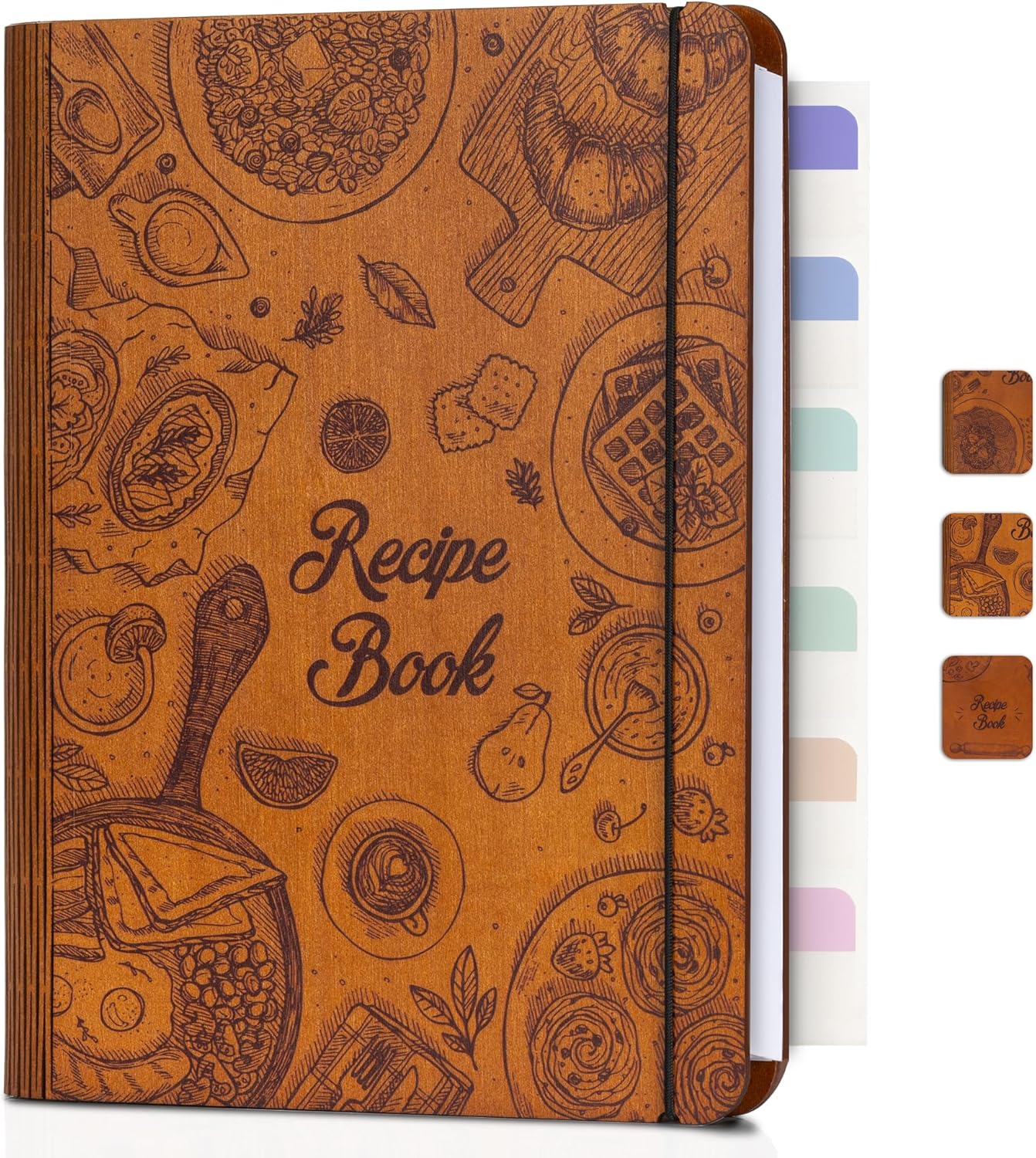 Bamboo Cookbook Stand with Blank Recipe Book
