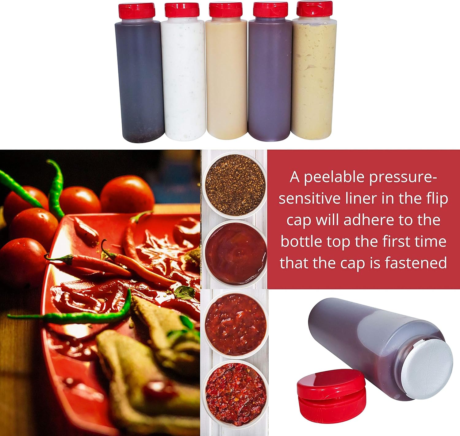 8oz HDPE Squeeze Bottles with Red Flip Top Caps Pack of 10 1