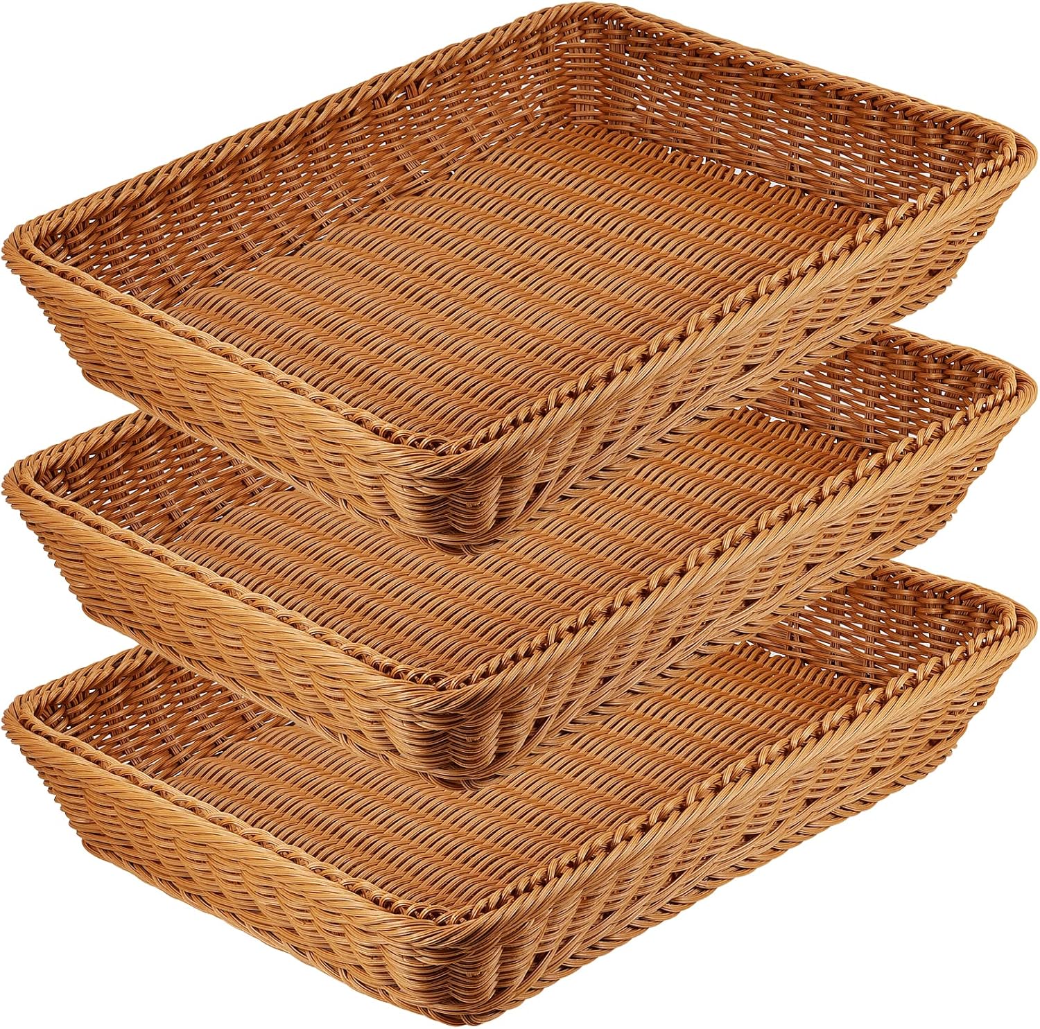 MANCHAP 3PCS 16 Inch Poly Wicker Bread Baskets