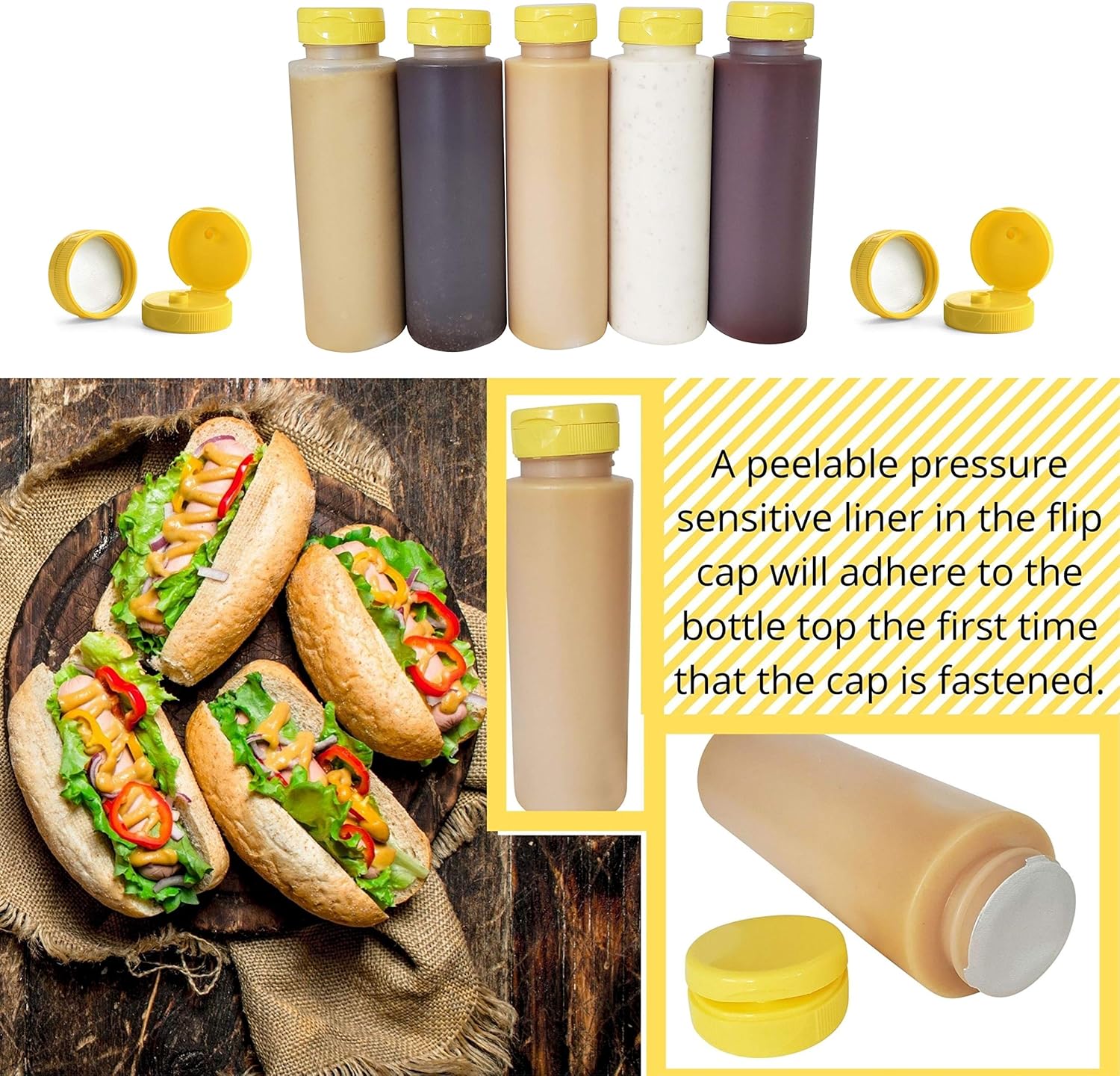 8oz HDPE Squeeze Bottles with Flip Top Caps Pack of 10