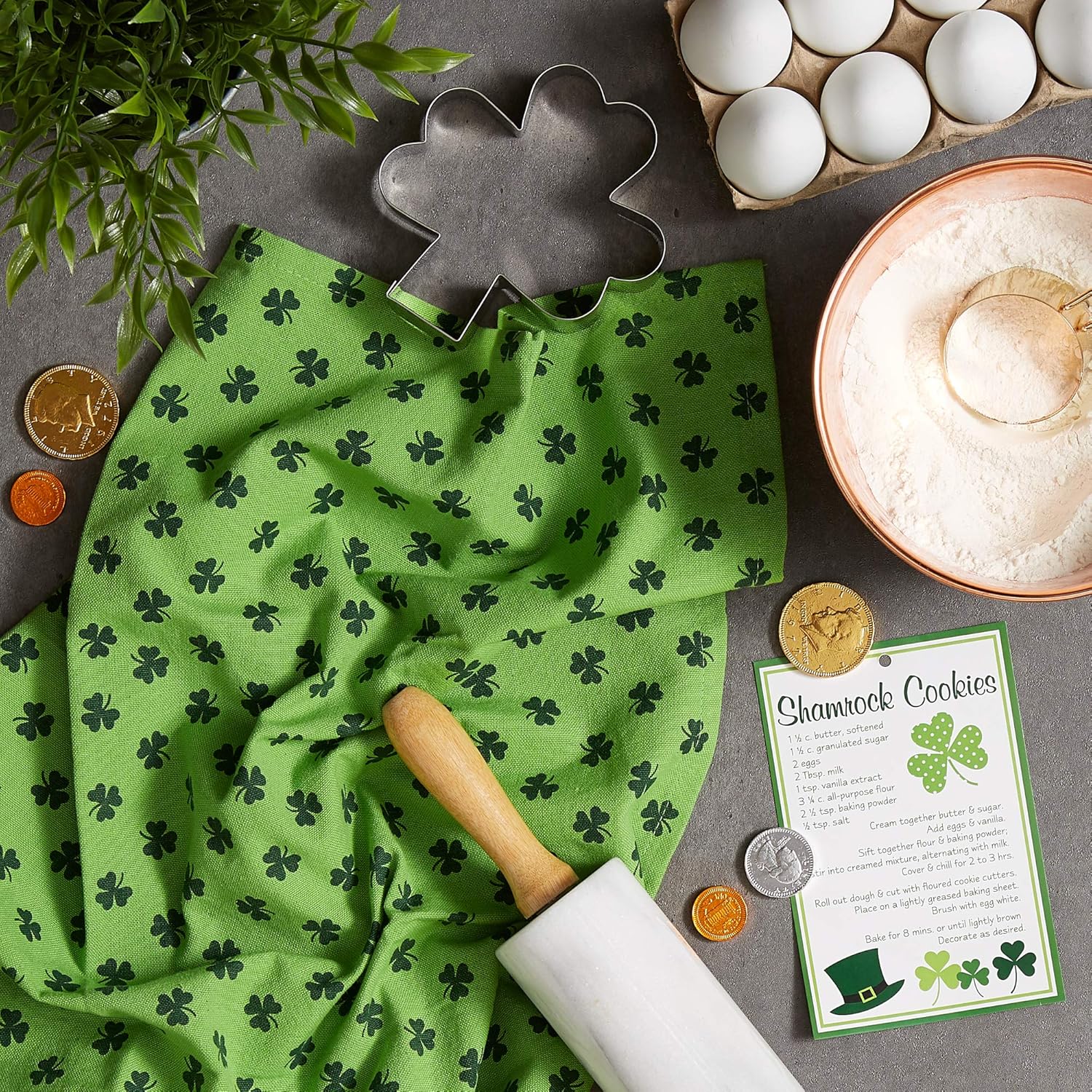 DII St Patricks Day Dish Towel Cookie Cutter Set 1