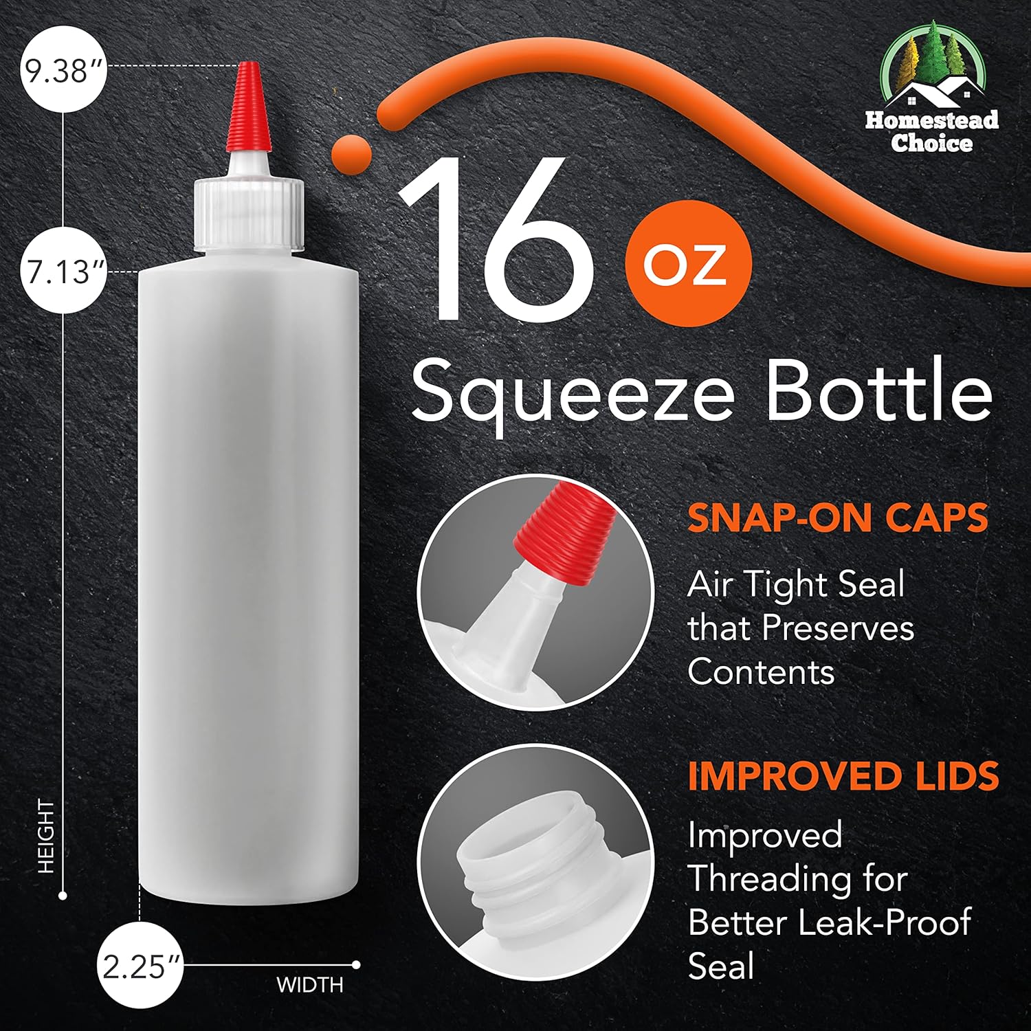 Homestead Choice 16OZ Squeeze Bottles 2-Pack and 6-Pack